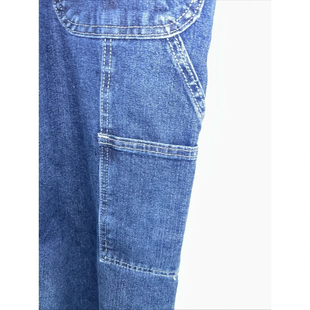 Wrangler Men's Jeans 44X 30 Relaxed Fit Dark Blue Denim Side Painter‎ Pockets